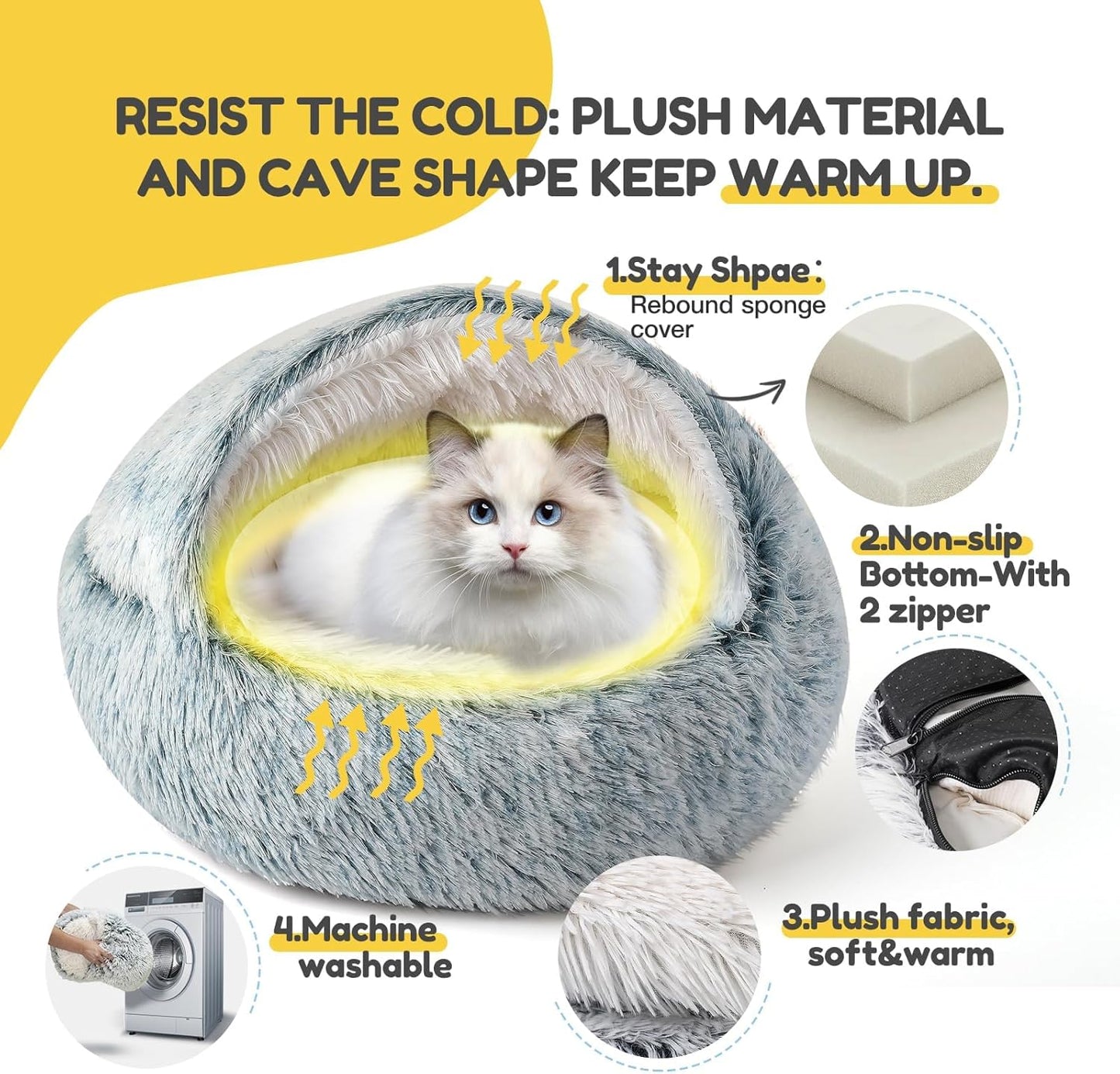 2 in 1 Kuschelbett und -höhle, Grau