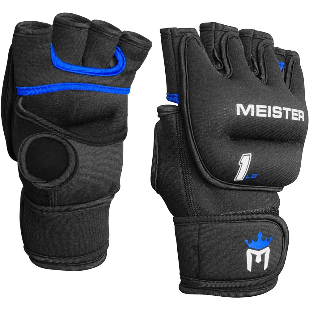 Gewichtshandschuhe, Schwarz/Blau 1 lb Handschuhe (insgesamt 2 lb)