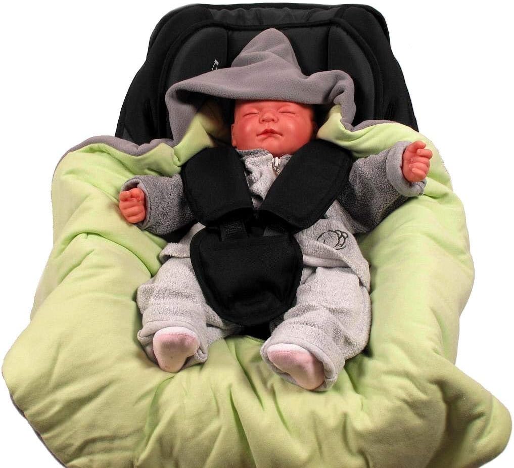 Einschlagdecke für Babyschale, Grau/Grün Winter