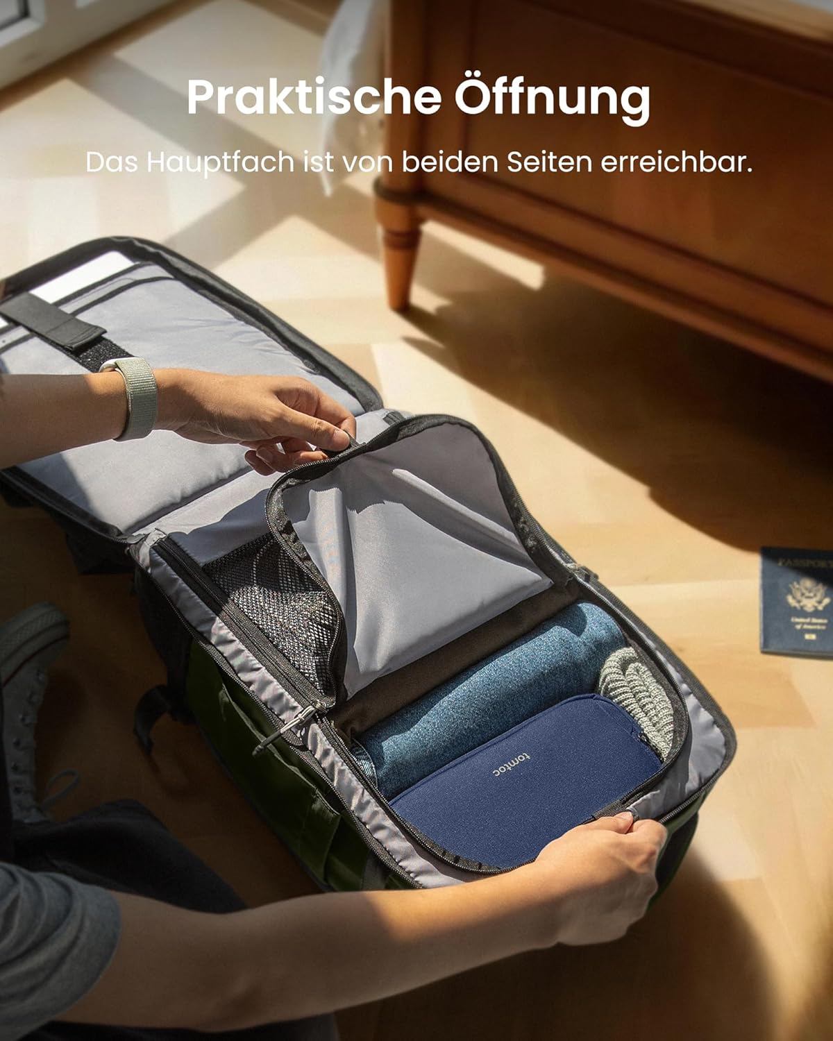 TSA-freundlicher Reiserucksack für Laptops bis 16 Zoll, 28 Liter Grün-ripstop
