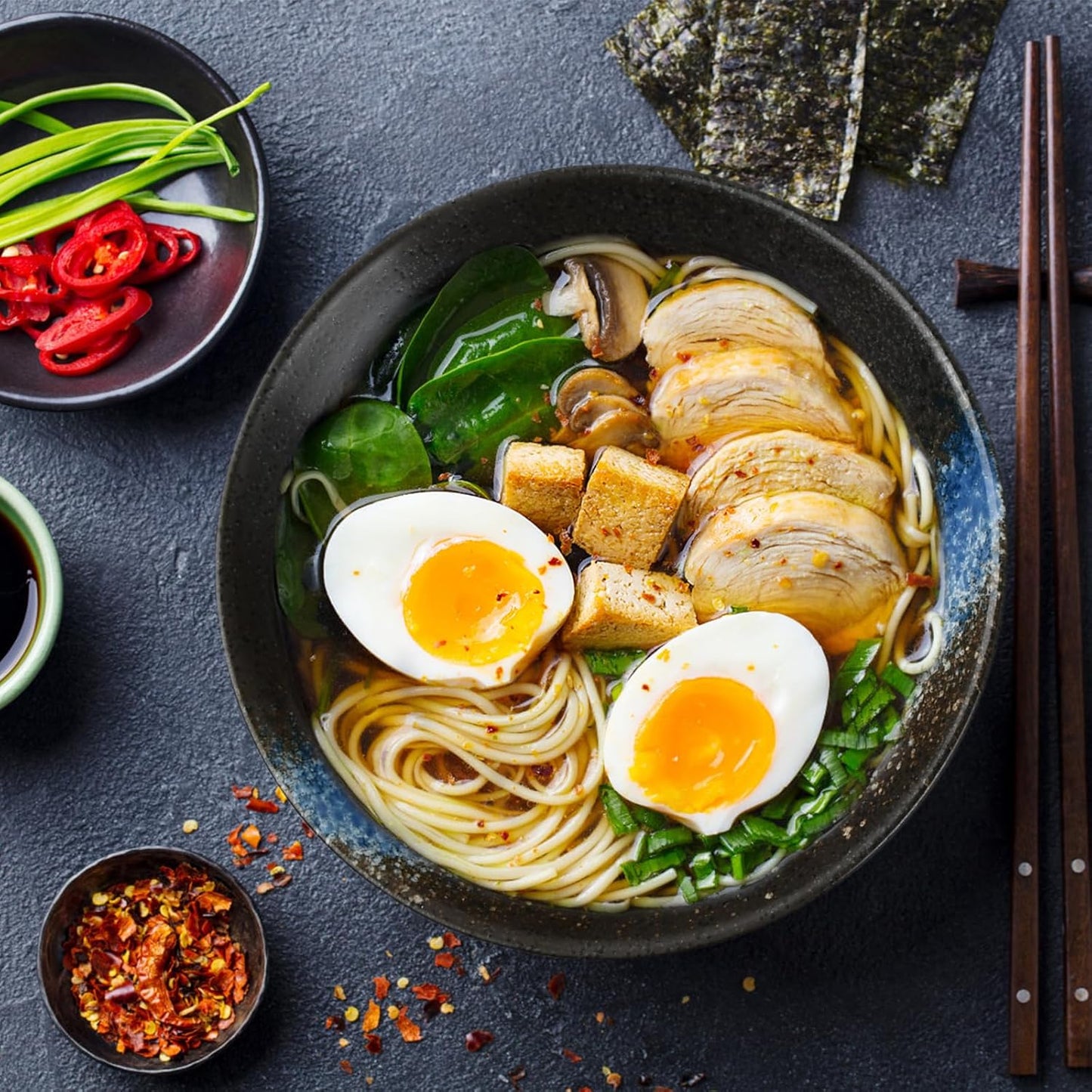 2er-Set Ramen-Schüssel, Mit Blau