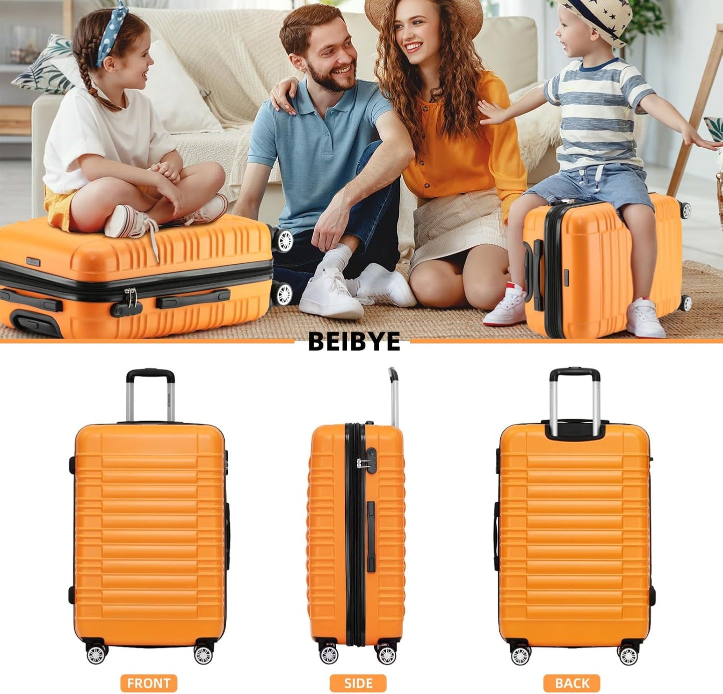 Zwillingsrollen Hartschalenkoffer 2088, Orangen XL