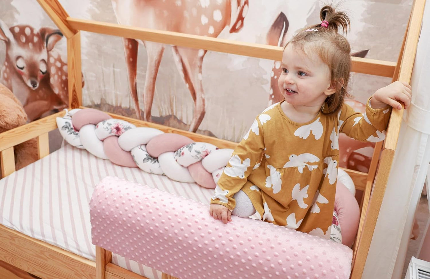 Bettkantenschutz für Kinderbetten, Rosa 120 cm