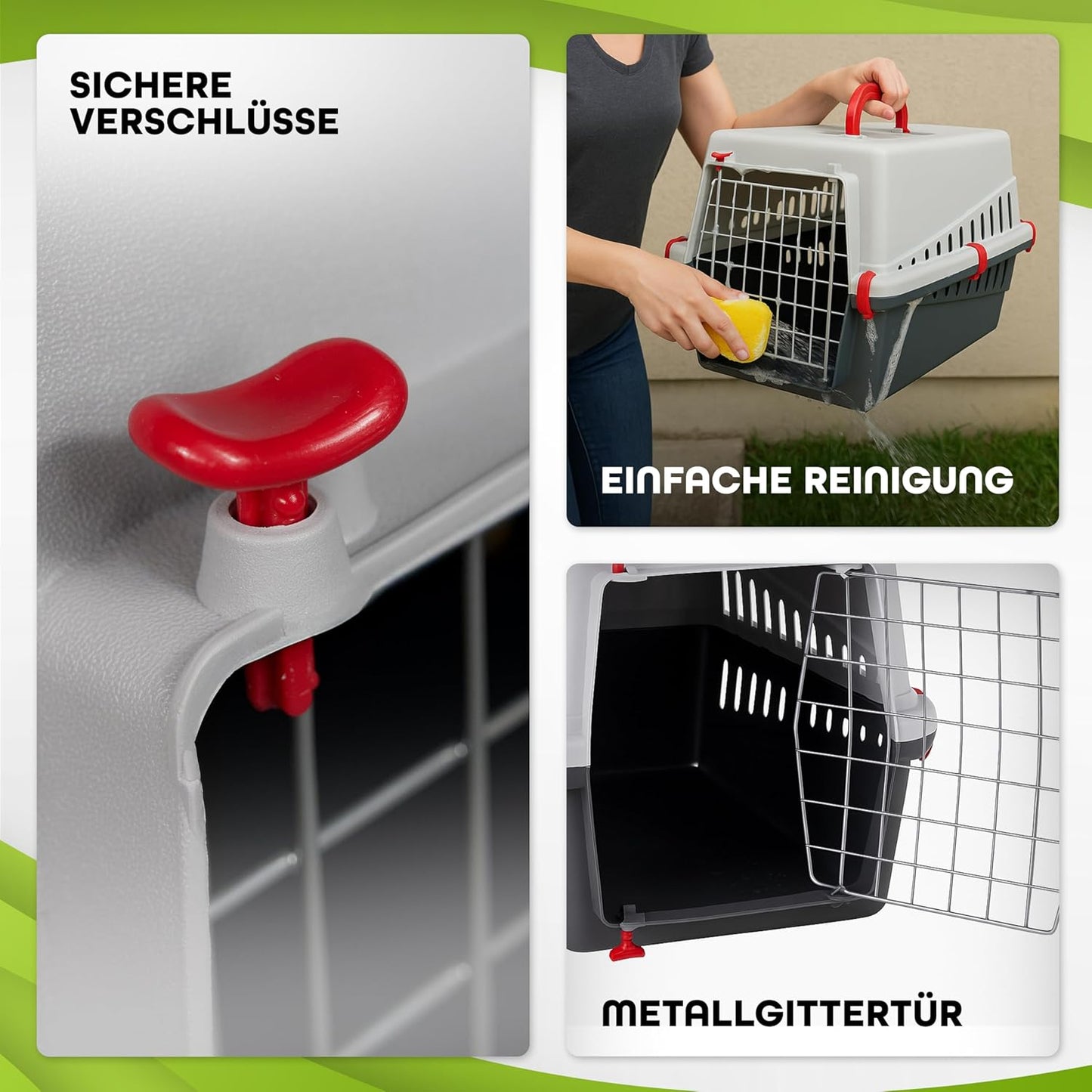 Transportbox für Kleintiere mit Metalltür, Red 50 x 33 x 32 h