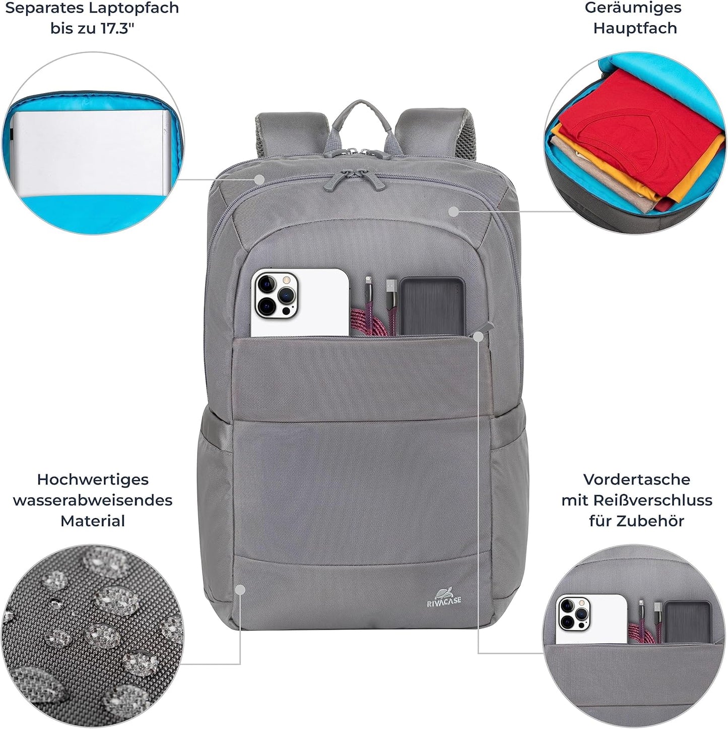 17,3' Laptop-Rucksack, Grau