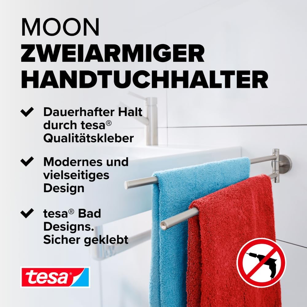 2-armiger Handtuchhalter Moon, schwenkbar, ohne Bohren, Handtuchhalter (2-armig)