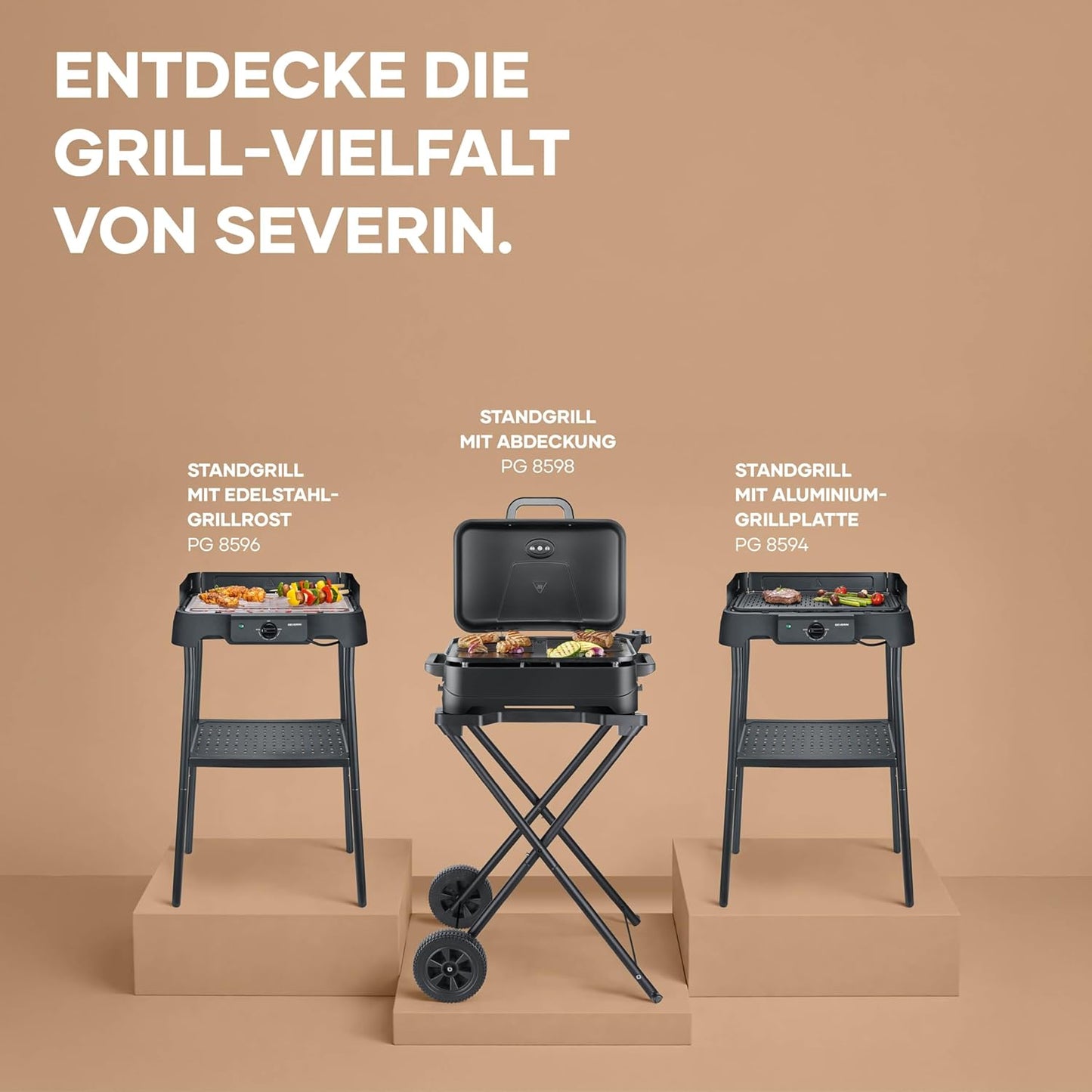 Elektrogrill mit Standfuss und einstellbarer Temperatur