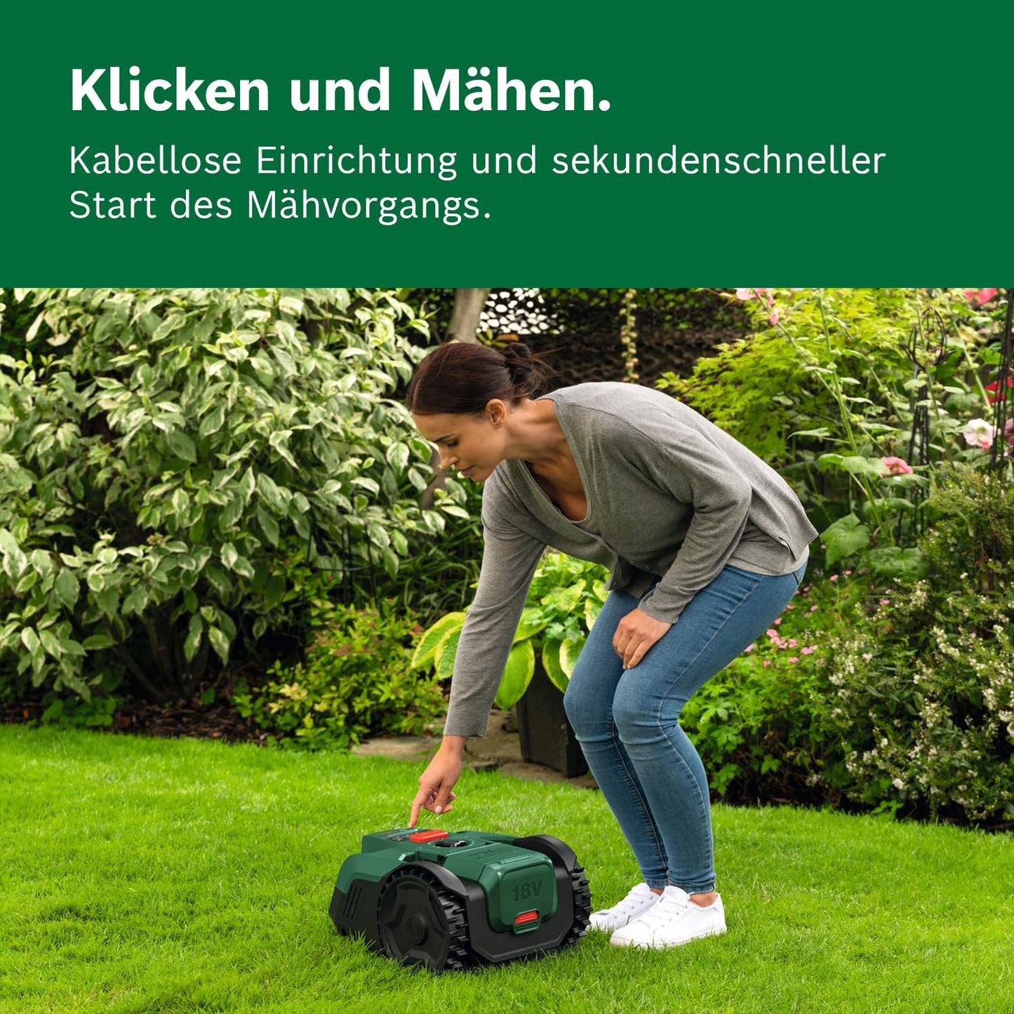 Akku-Mähroboter VisiMow 18V-100, 1 Akku + 1 Ladegerät + Ersatzmesser