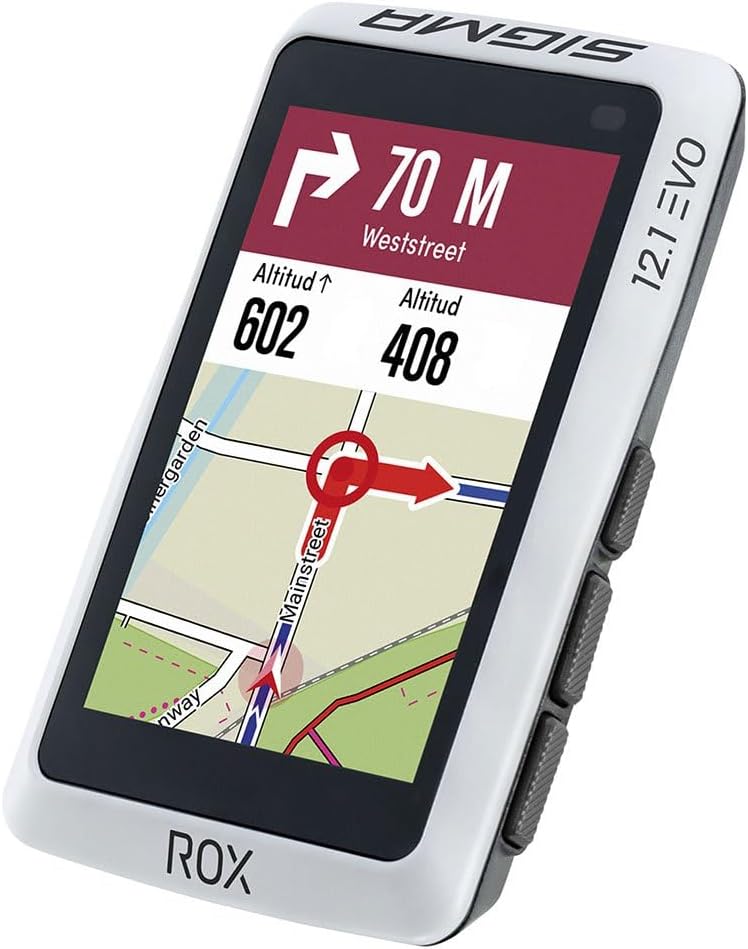 ROX 12.1 Evo Fahrradcomputer GPS mit 150 Funktionen & Navi, Weiss, Basic Set