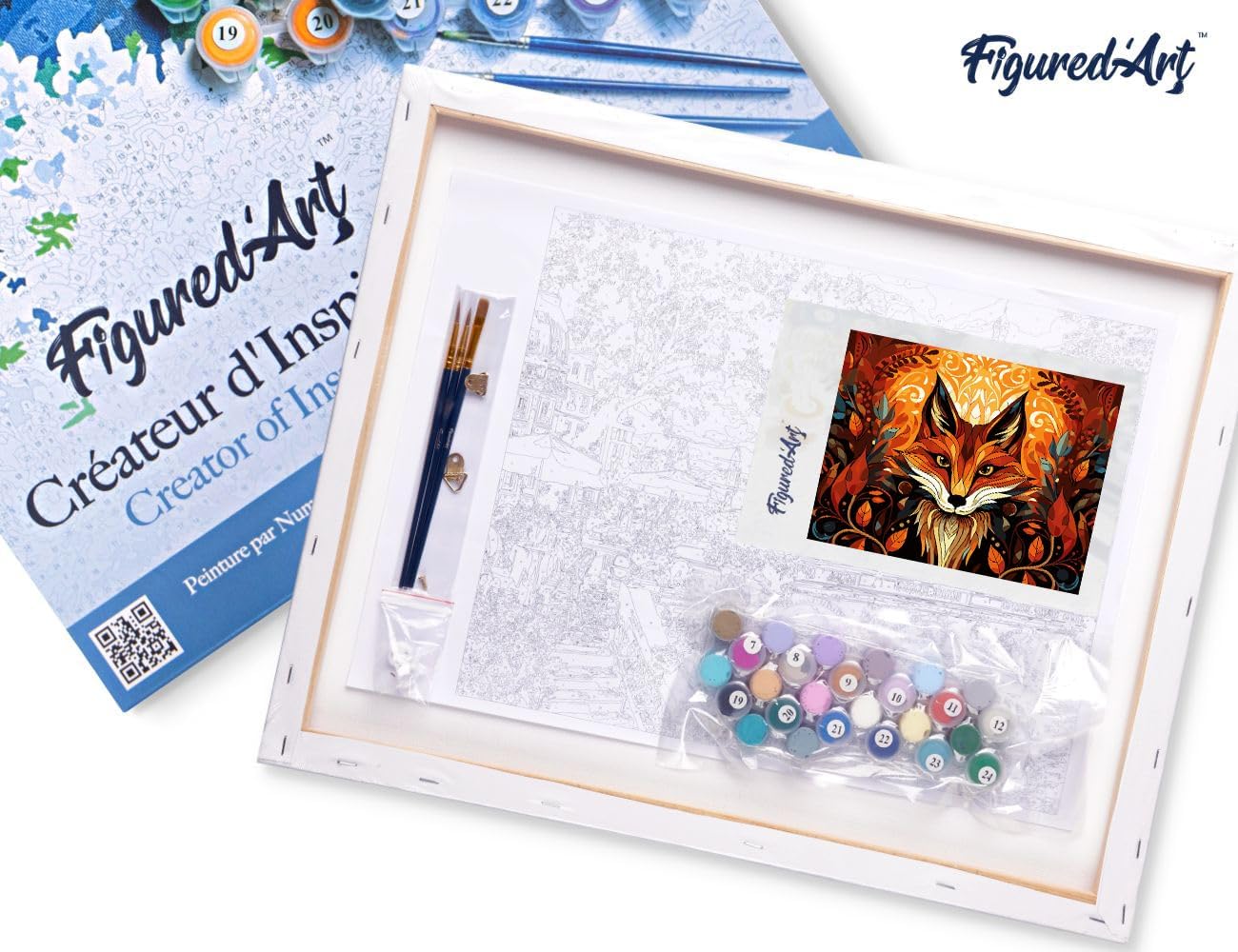 Malen nach Zahlen Set Fuchs Art Deco, Fuchs Art Deco 40x50cm Mit Rahmen (bereits gespannt)
