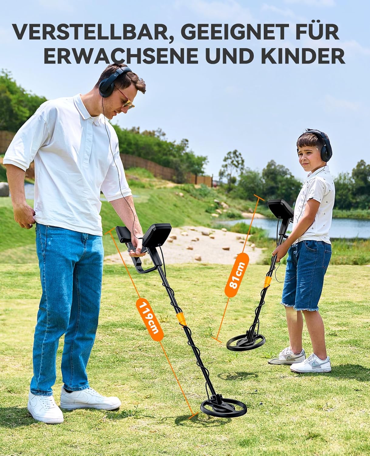 Metalldetektor-Set mit LCD und 4 Suchmodi, New-Schwarz
