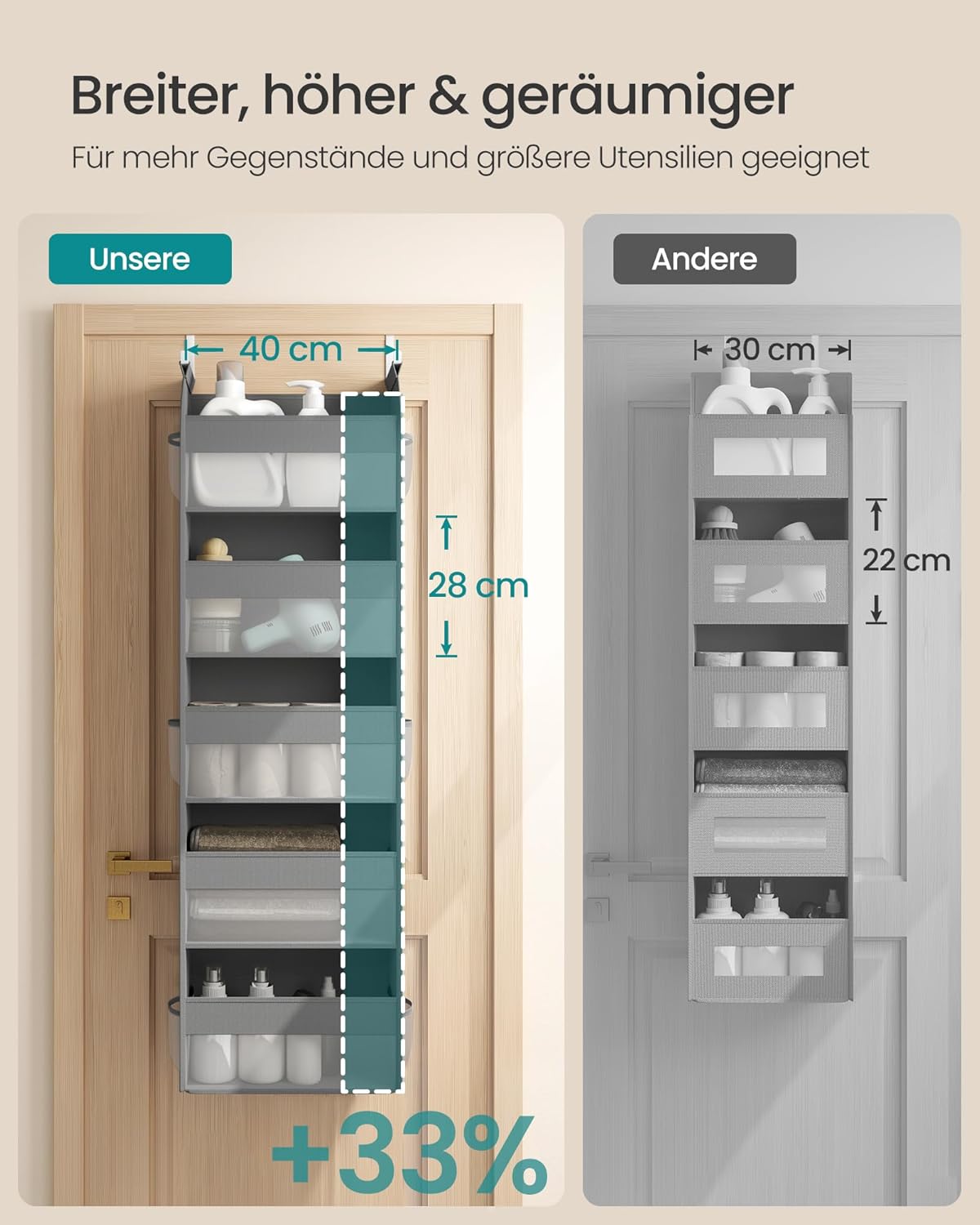 Hängeorganizer RDH007G01 mit Seitentaschen, Taubengrau