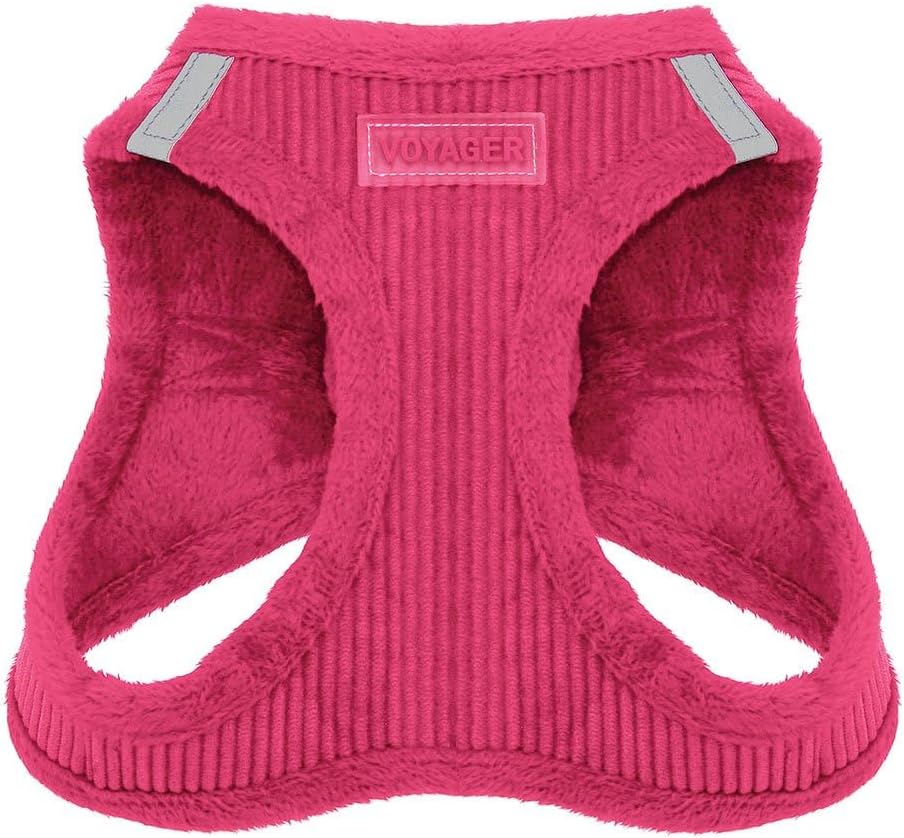 Step-In Plüsch-Hundegeschirr für kleine/mittelgrosse Hunde, M (Chest: 16 - 18"), 1 Fuchsien-Kord.