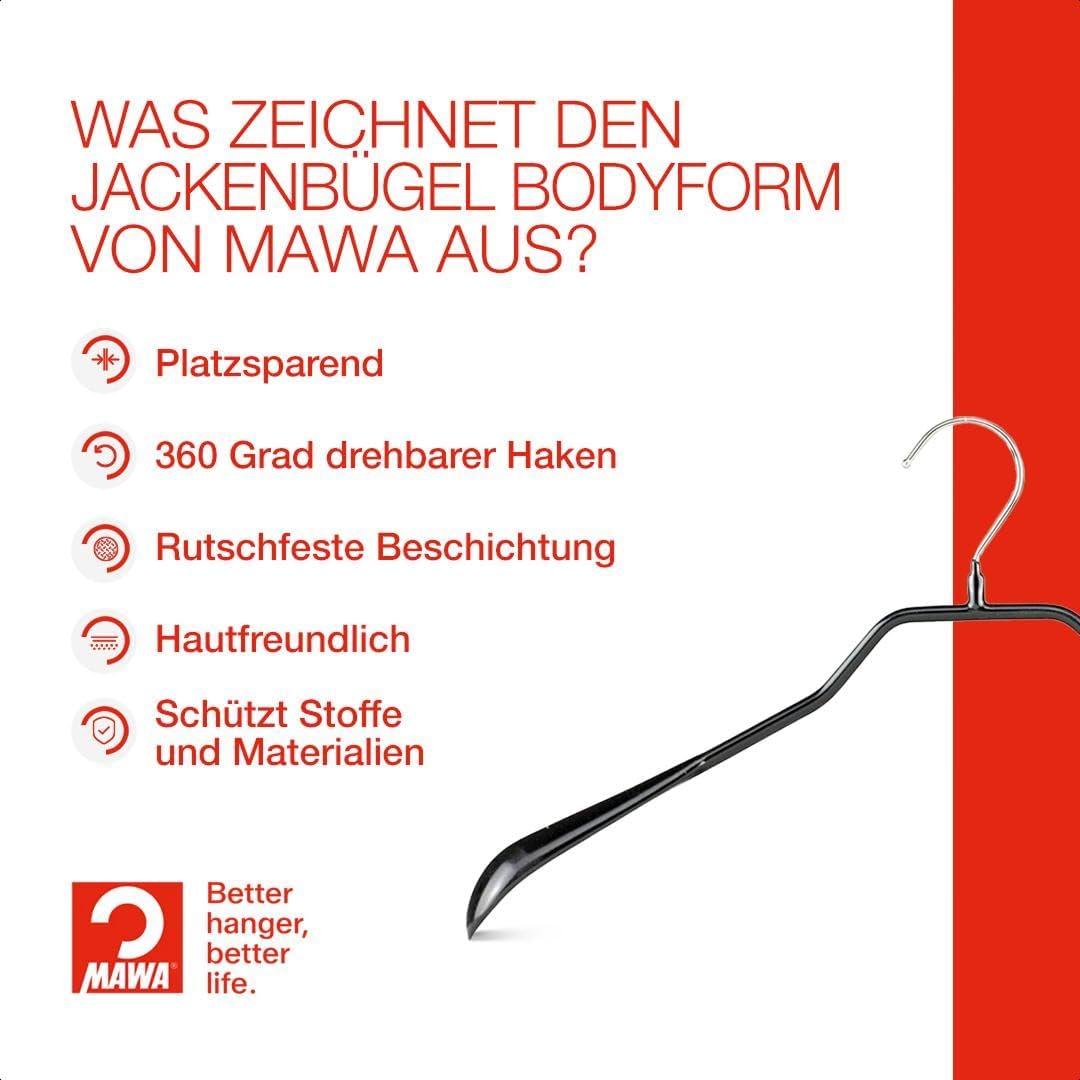 Kleiderbügel-Set aus Metall, Schwarz - 10 Stück 46 cm