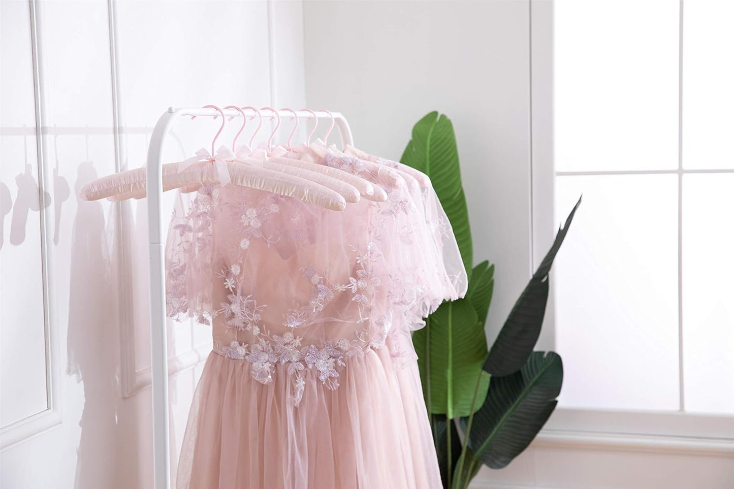 5er-Set Satin-Kleiderbügel, Pink 5