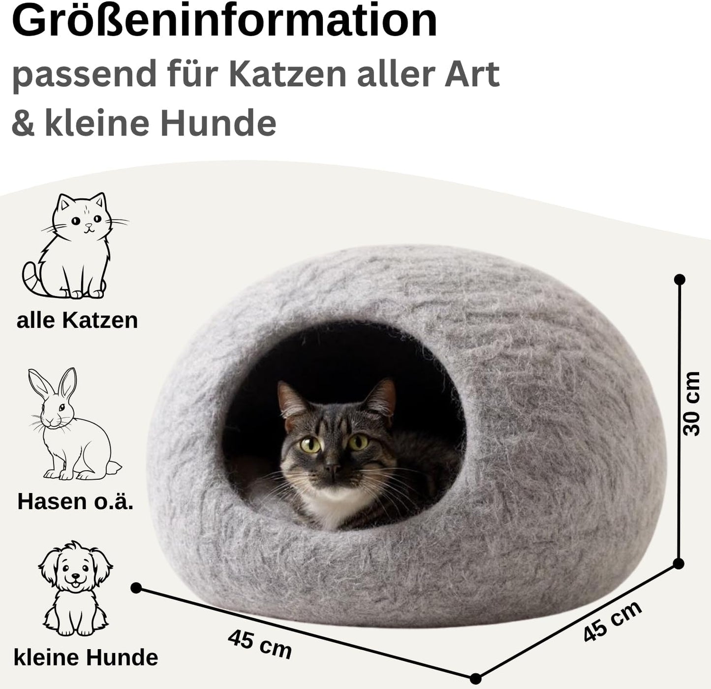 2-in-1Katzenhöhle & Katzenbett, Hellgrau