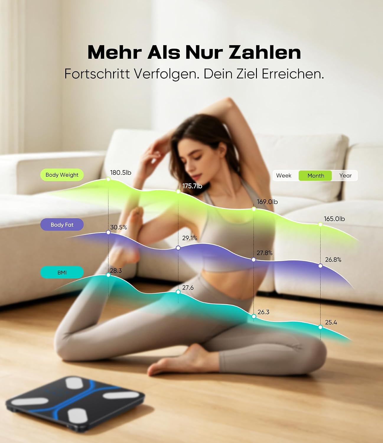 Digitale Körperfettwaage, Schwarz