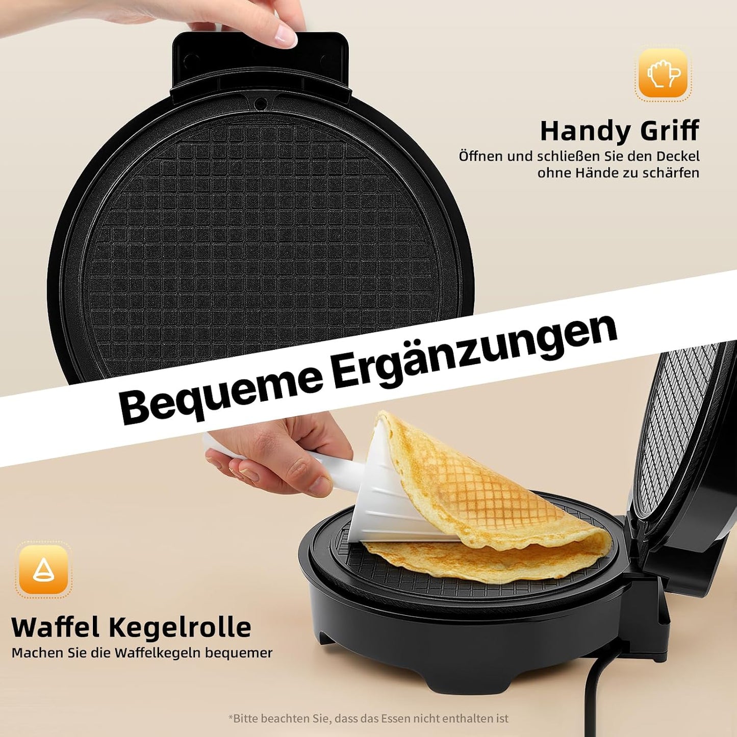 Eiswaffeleisen mit Waffelkegelroller