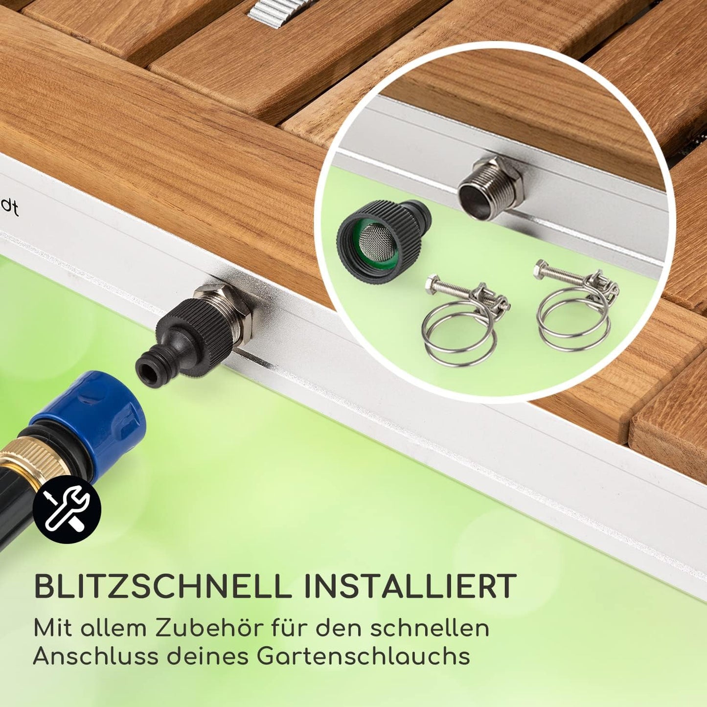 Boden-Gartendusche, Quadratisch Weiss