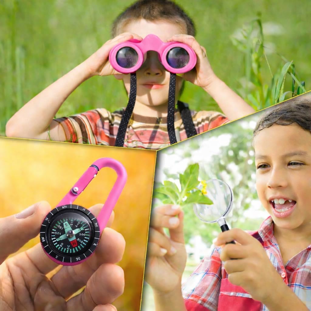 Fernglas für Kinder inklusive Lupe & Kompass, Pink