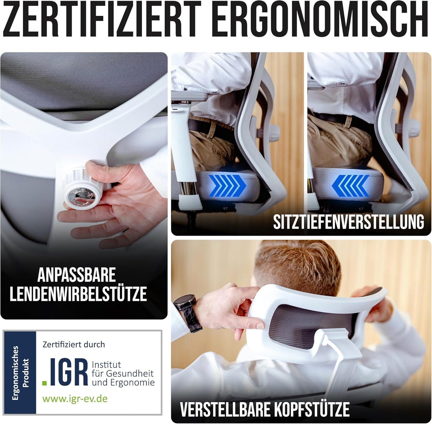 Ergonomischer Bürostuhl, Weiss