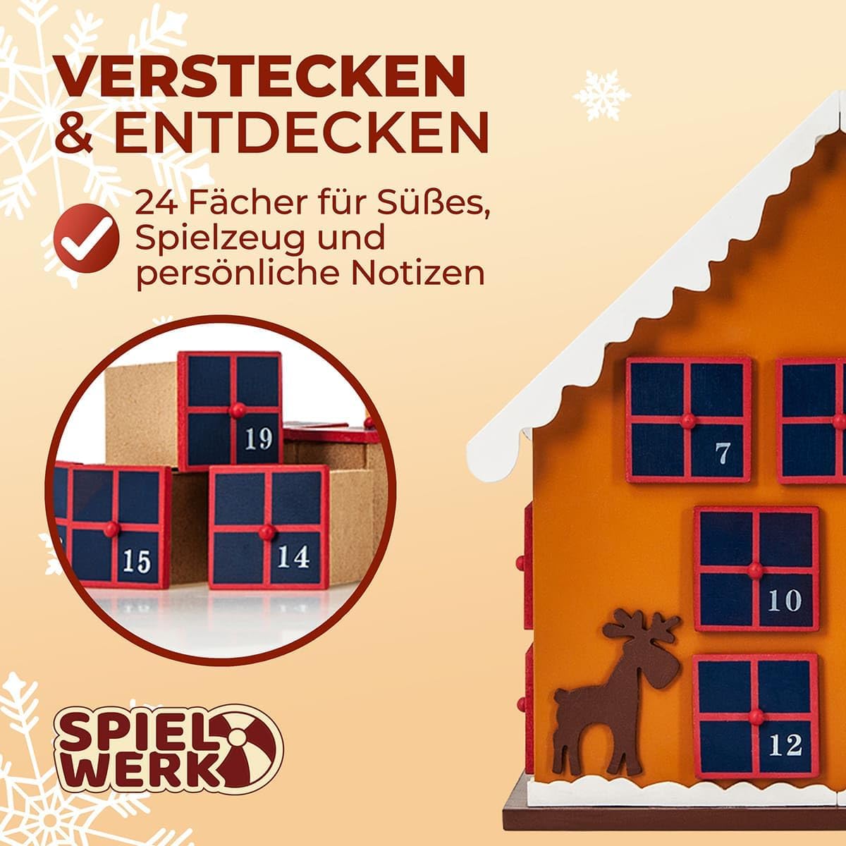Adventskalender Winterhäuschen zum Befüllen, Winterhäuschen