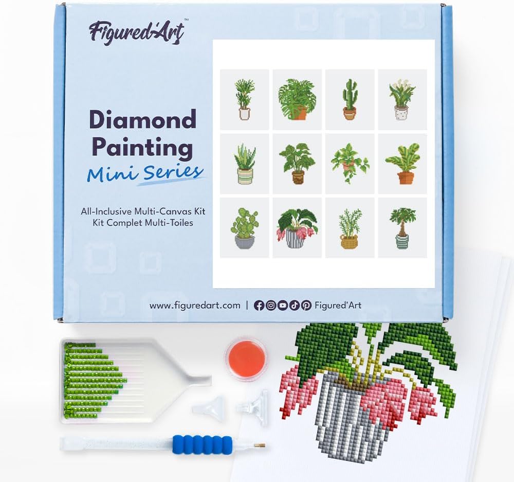 Mini Serie Diamond Painting Set mit 12 Stück, Pflanzen PROBLEMYOUMUSTCHECK