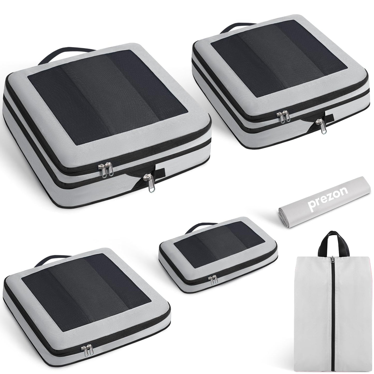 6-teiliges Kompressions-Packwürfel-Set, Grau 6 Set