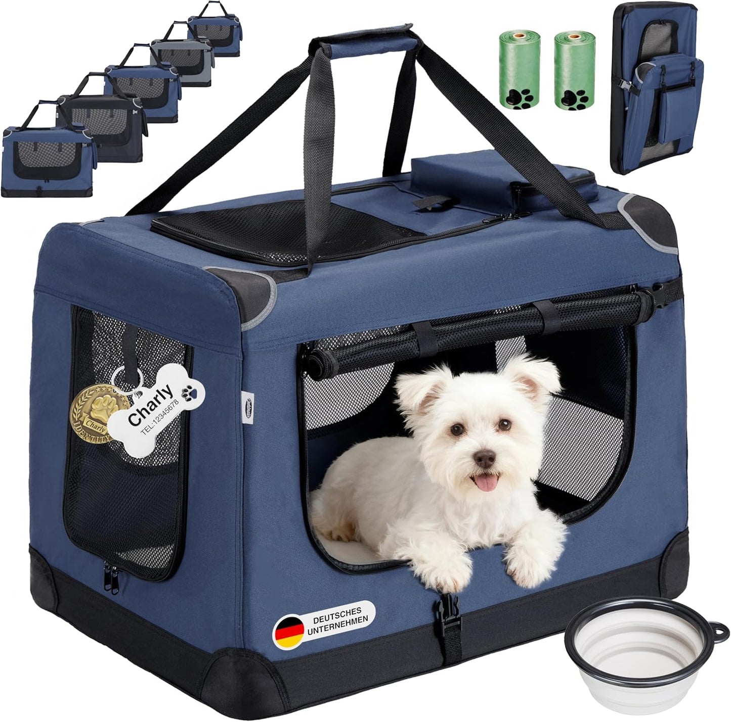 Faltbare Hundetransportbox, S Dunkelblau