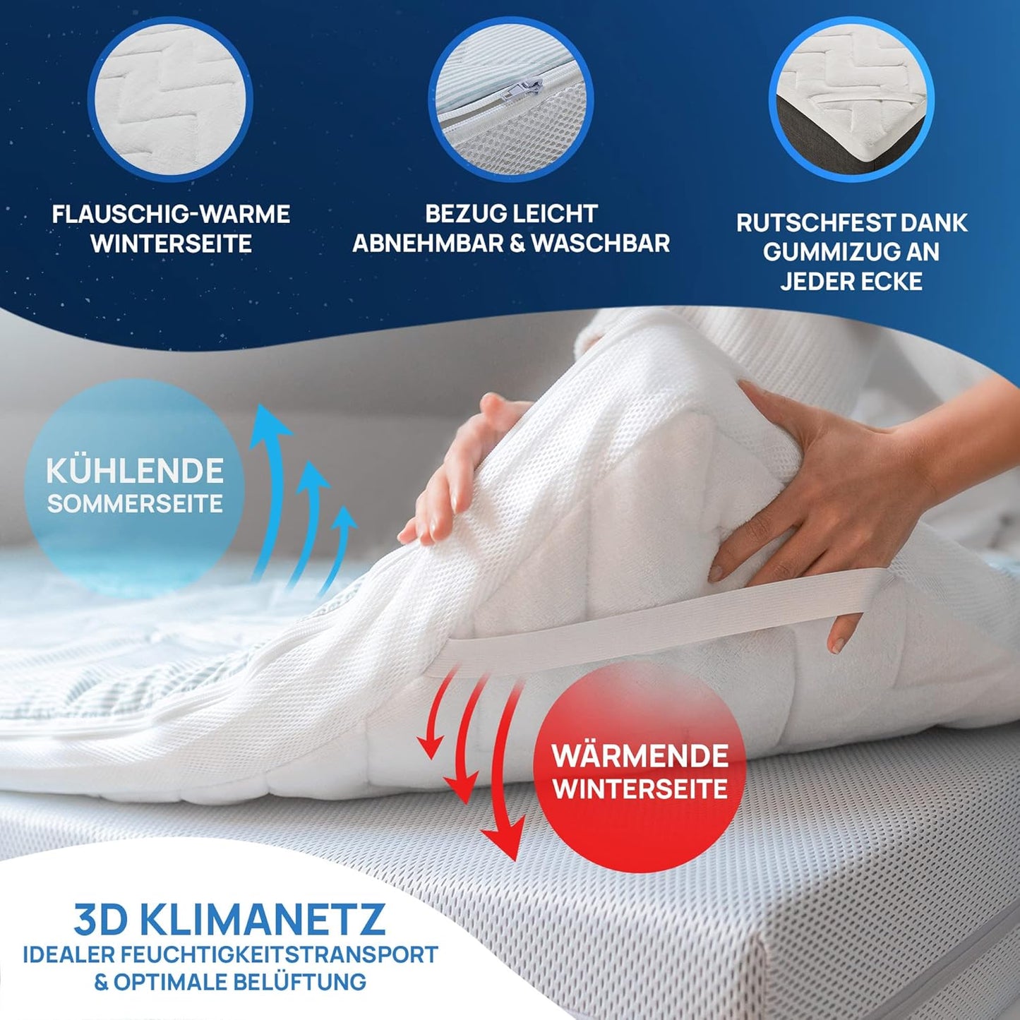 Viscoelastischer Matratzentopper (140 x 200 cm), 140x200 cm|Dicke 8 Cm