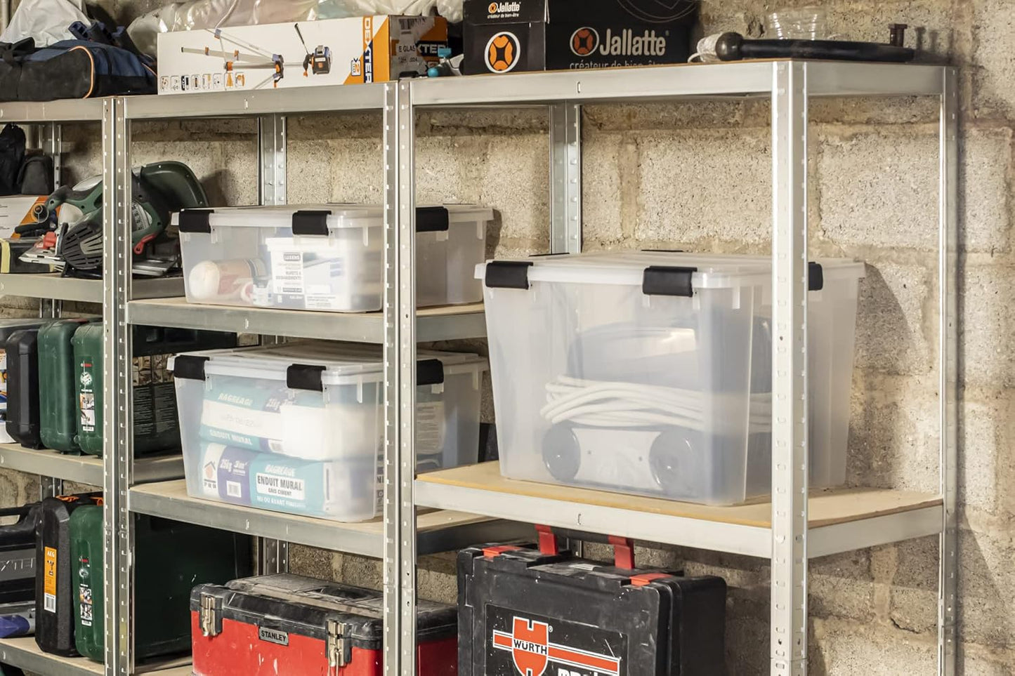 3er-Set Aufbewahrungsboxen mit Deckel, Transparent 70L / 3er-Set