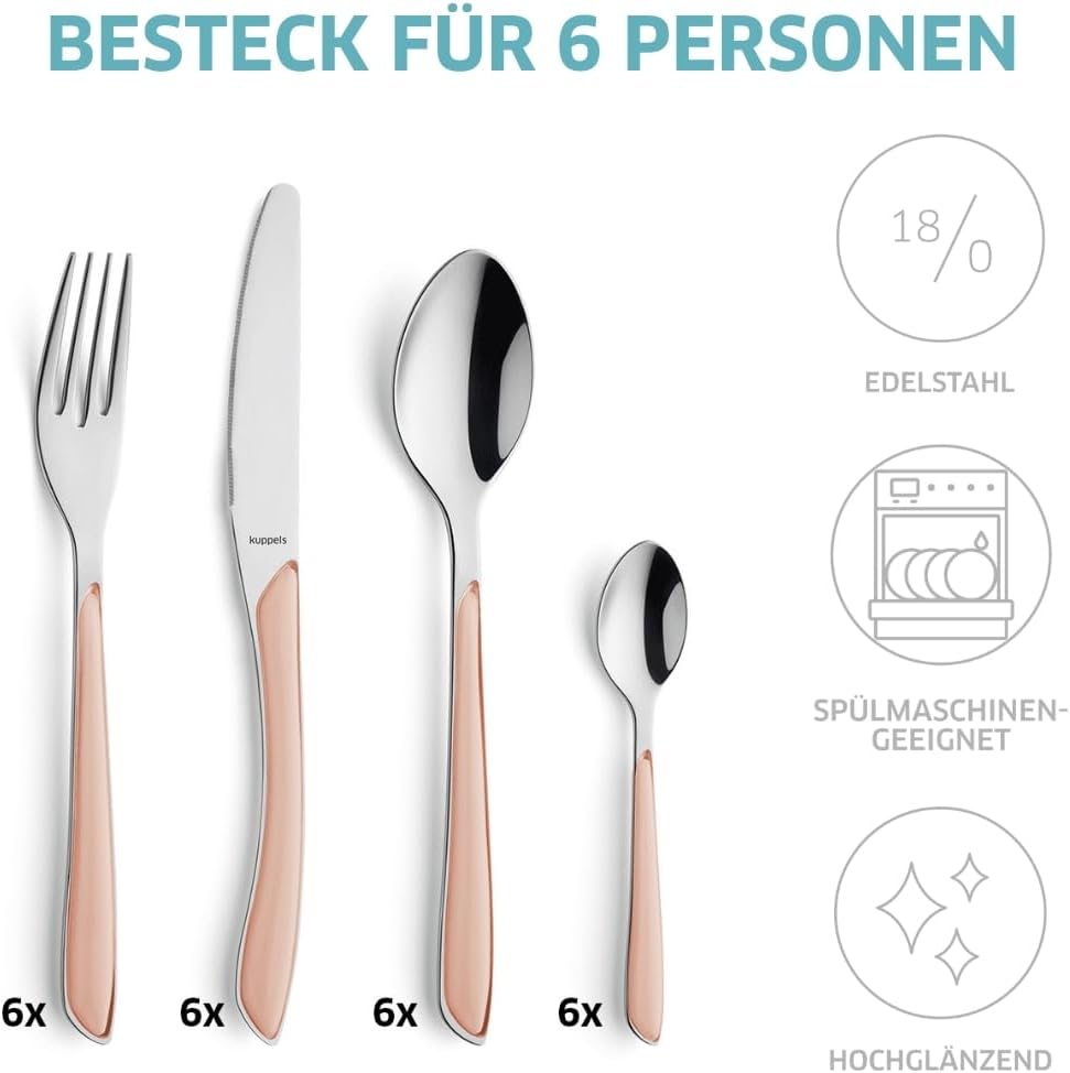 Prisma Besteckset für 6 Personen, Apricot | 24-teilig, 24-teilig