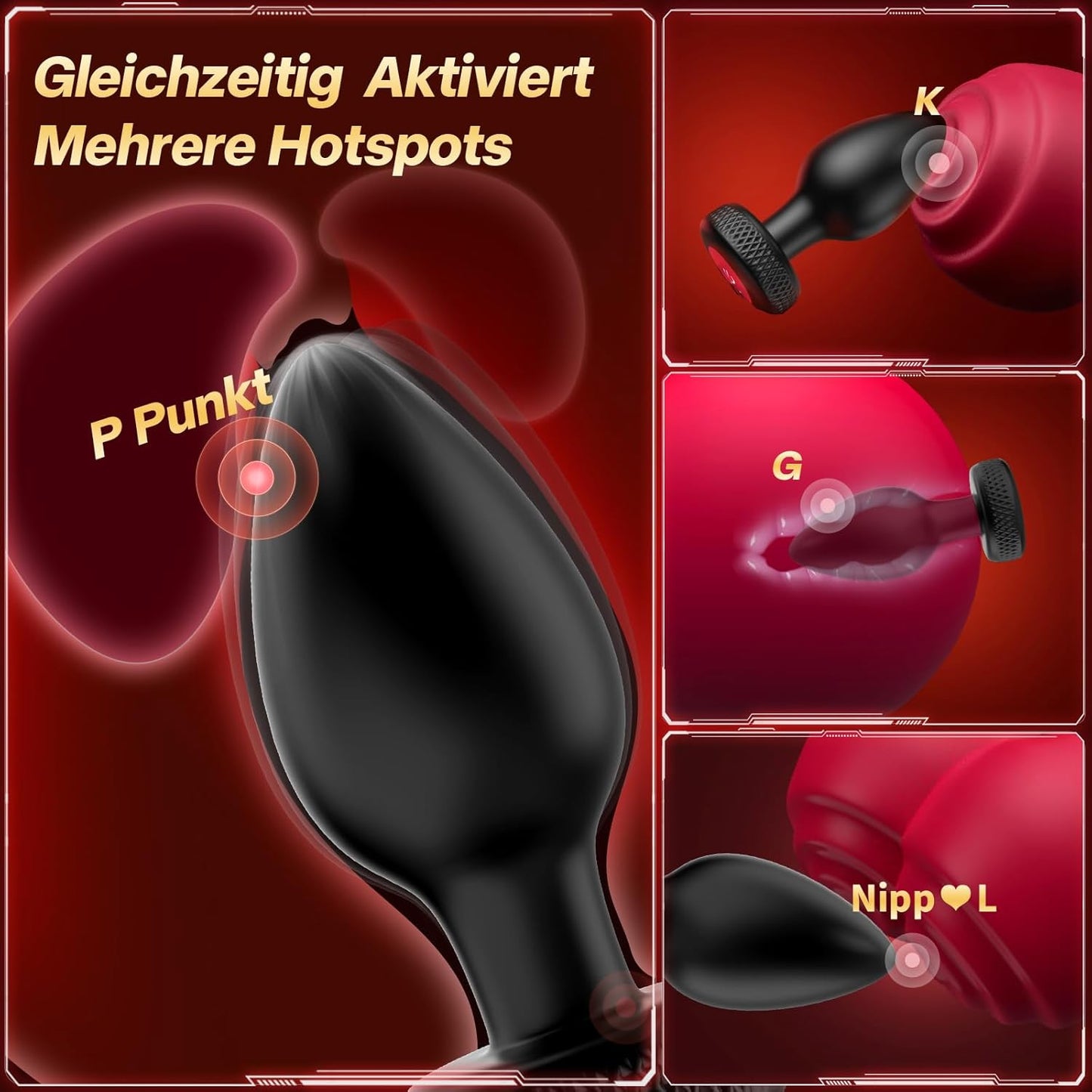 3er-Set Analplugs mit Vibrationen, Fernbedienung und Analdusche