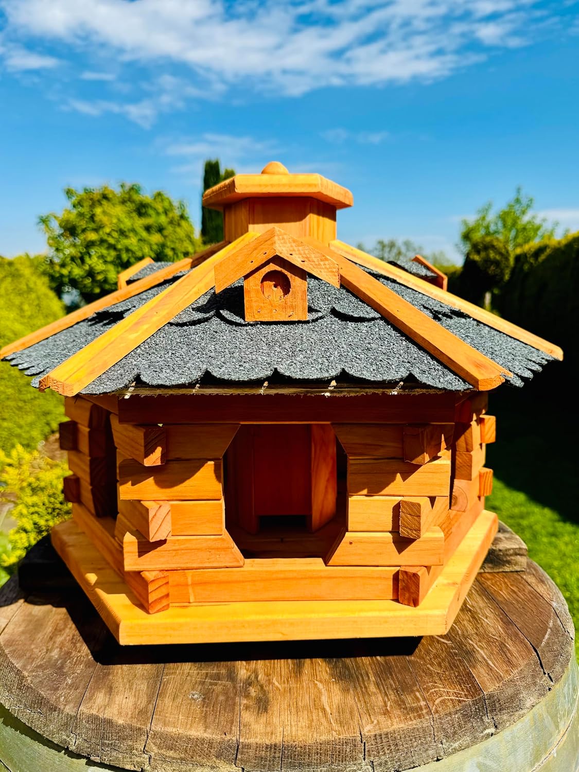 Sechseck-Vogelhaus, Größe XL ohne Ständer Schwarz - Braun