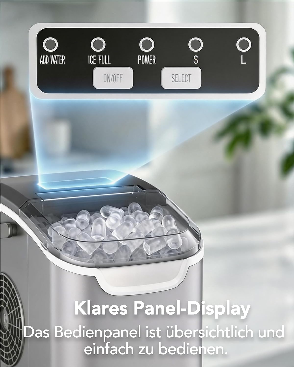 Eiswürfelmaschine mit Selbstreinigung, Kühlgrau