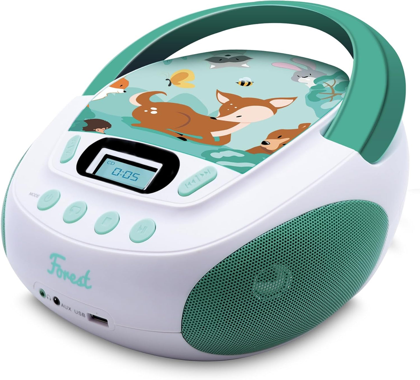 CD Player für Kinder mit Lautsprechern und USB, grün