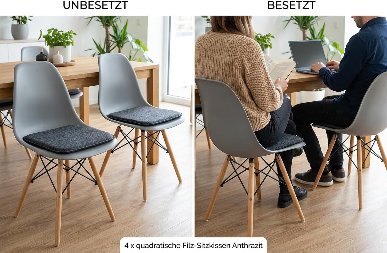 4er Sitzkissen-Set, Anthrazit