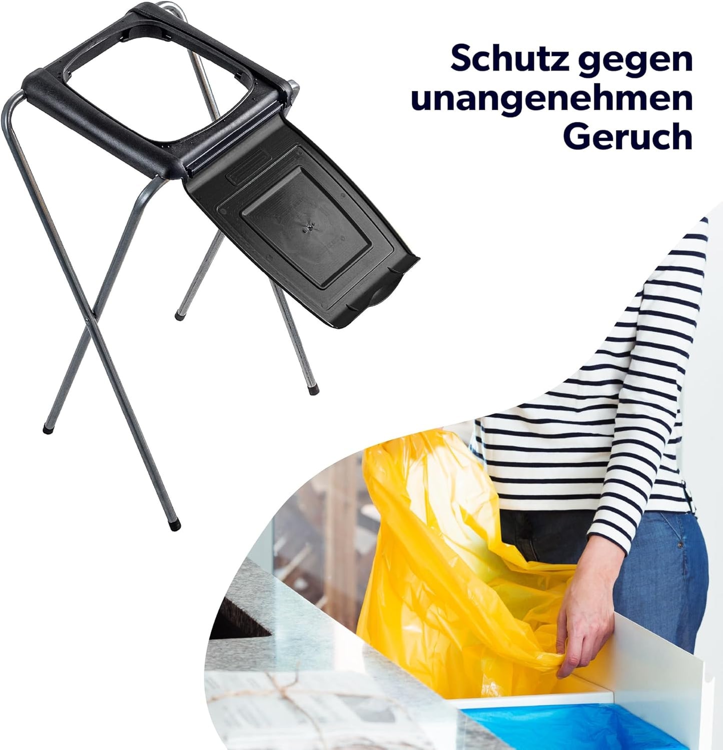 Müllsackhalter mit Deckel, Einzeln, Schwarz