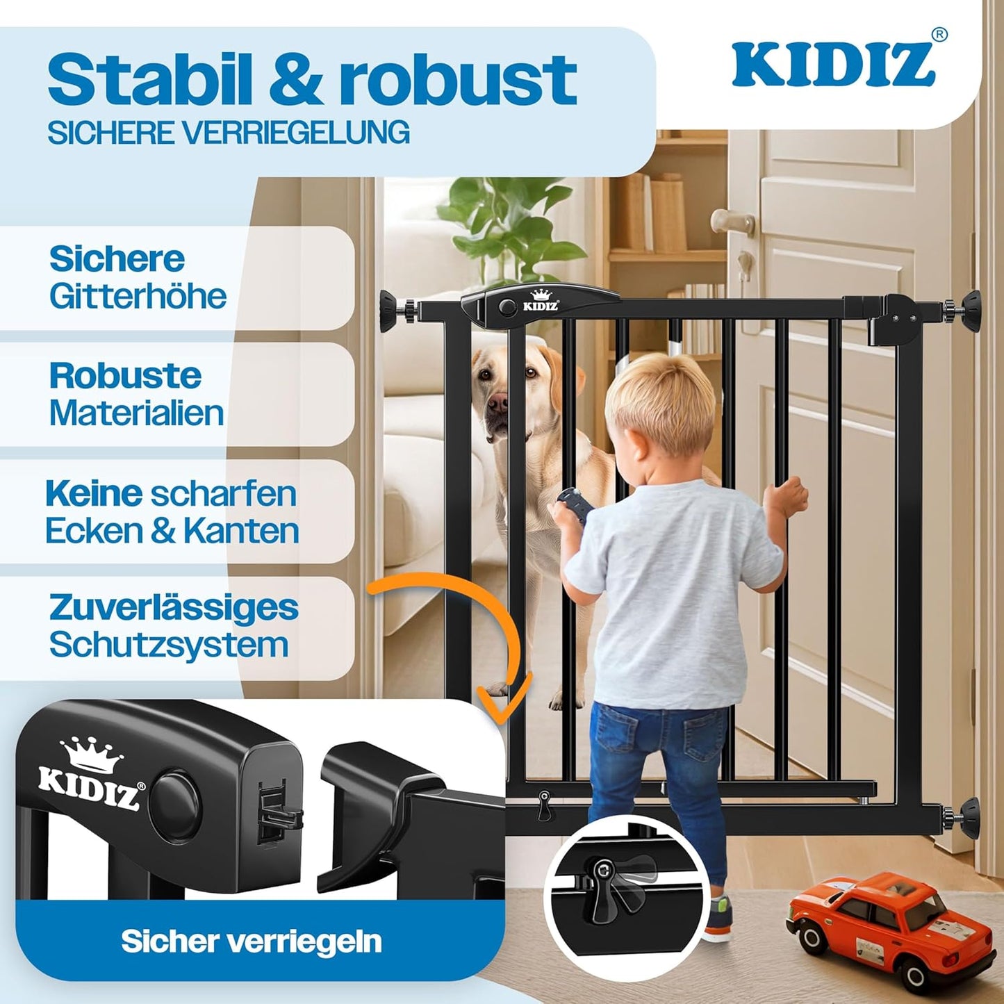 Treppenschutzgitter, 74 - 80 cm Schwarz