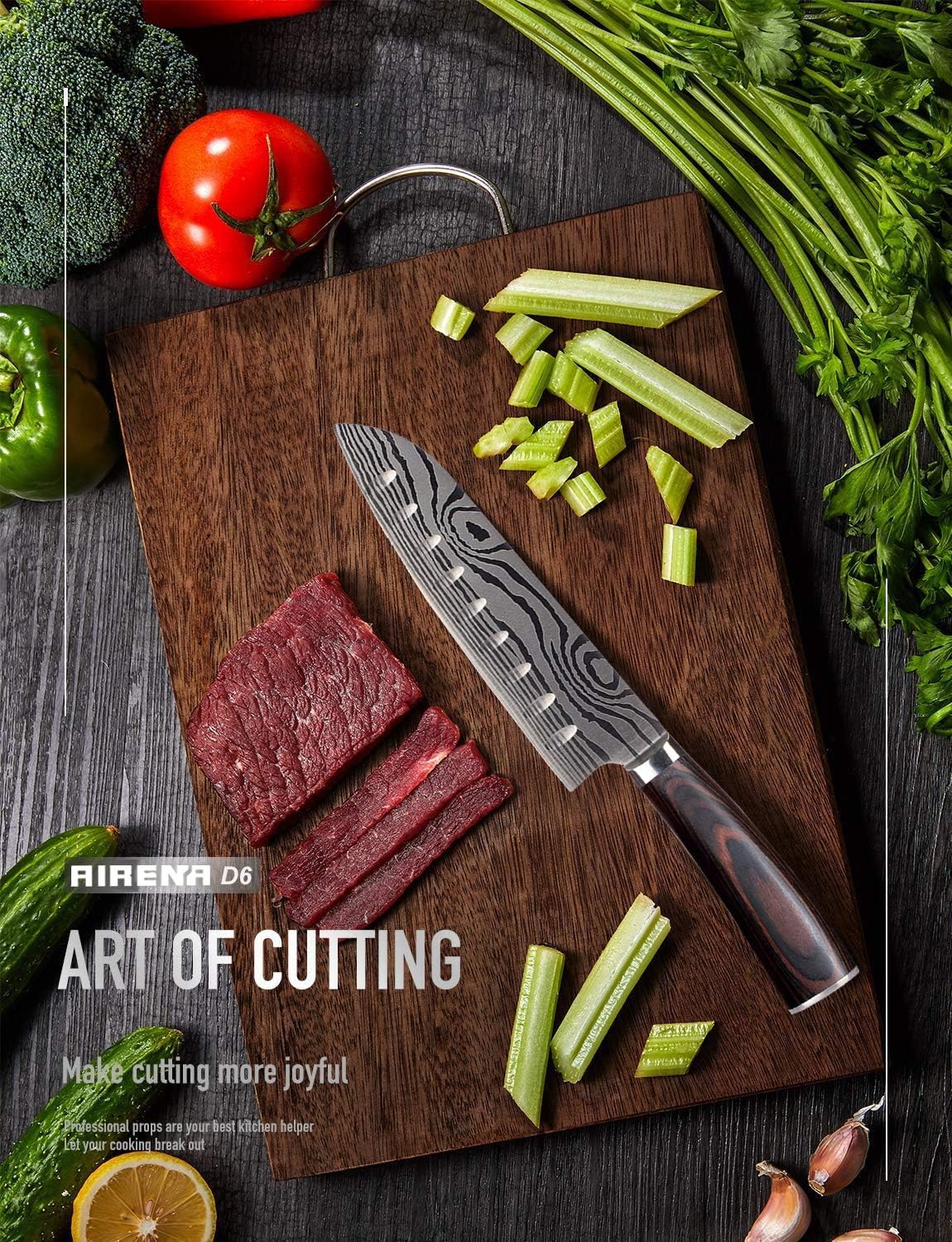 Santokumesser AU D2, 7" D2 Santoku Messer
