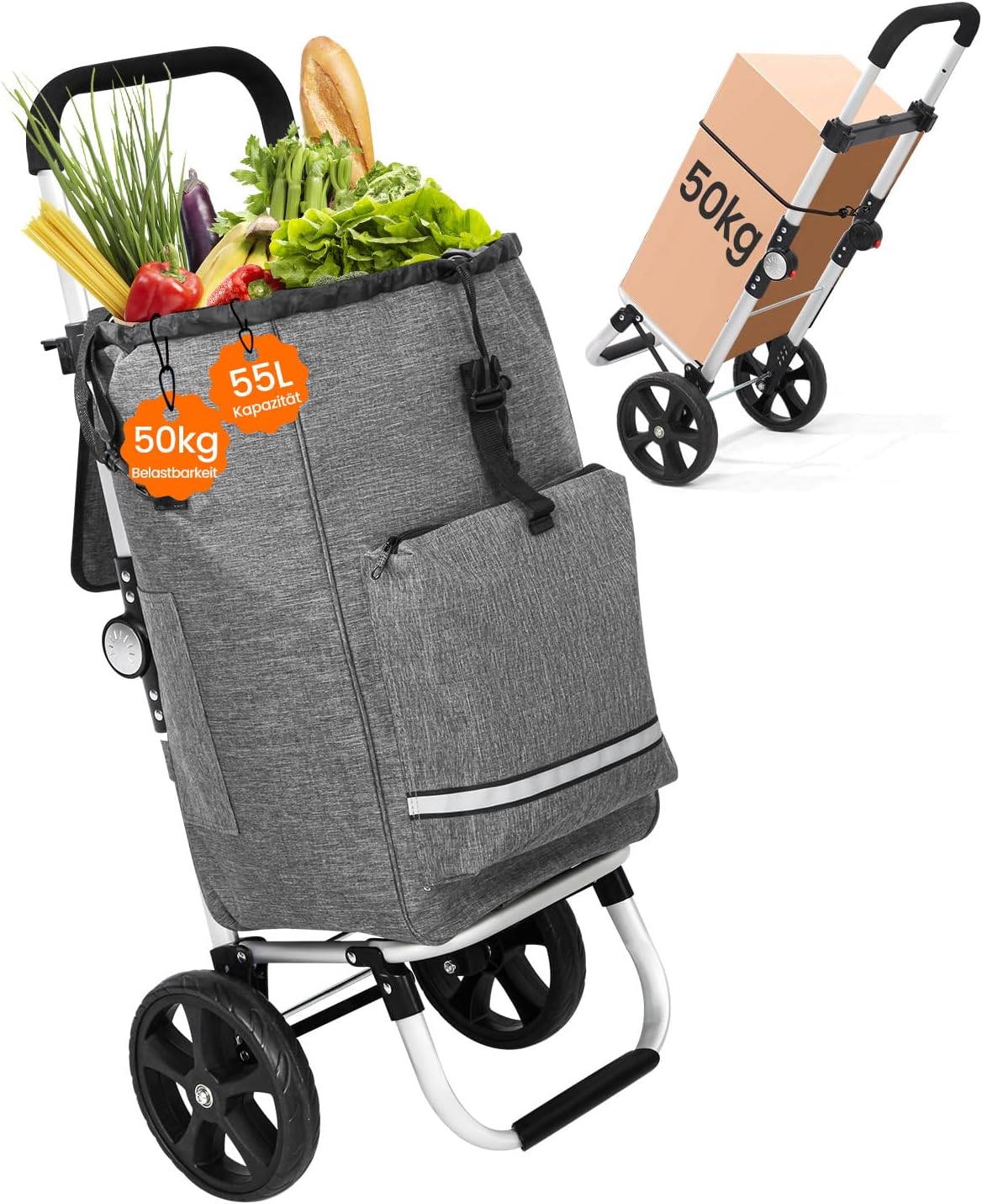 Einkaufstrolley mit Kühlfunktion, Dunkelgrau Standard