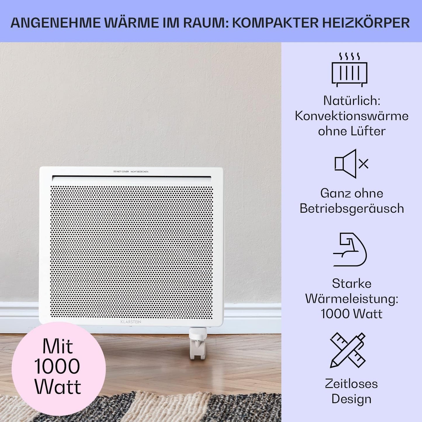 2-in-1 Heizgerät, 1000 Watt ; Weiss