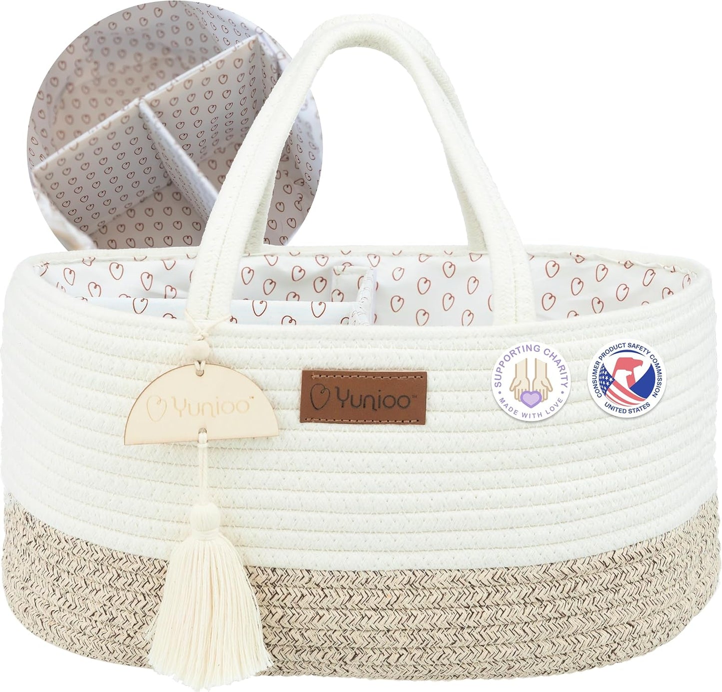 Wickeltisch Organizer mit herausnehmbaren Fächern, Weiß Beige