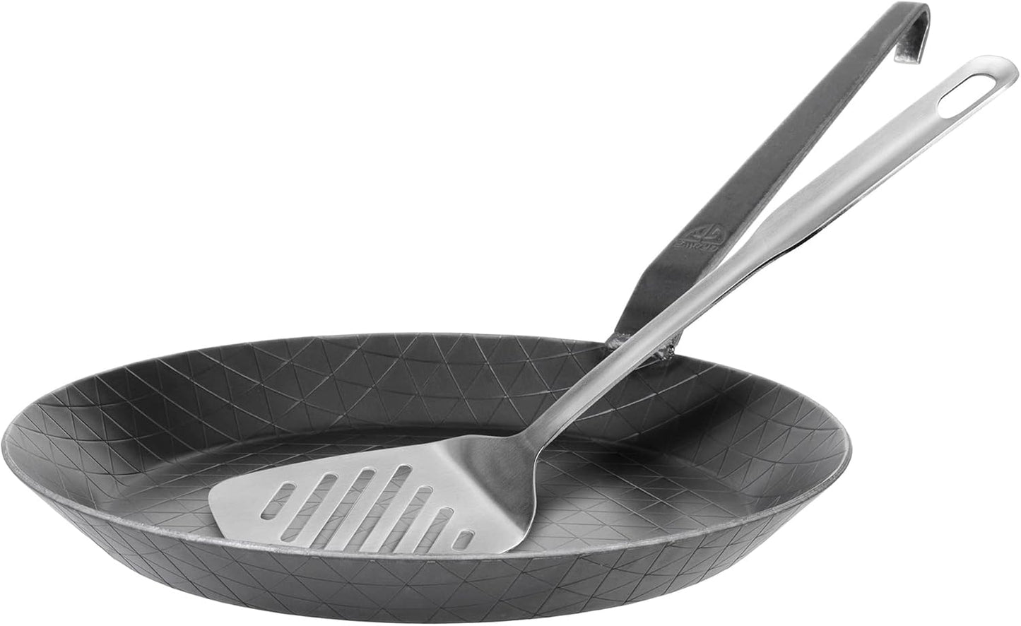 Eisenpfanne mit Wender, Ø 28 cm Geriffelte Stielpfanne