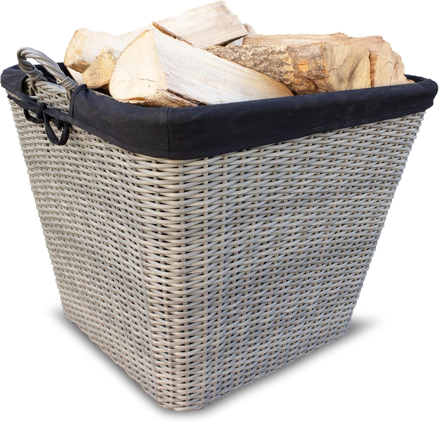 Feuerholzkorb mit Stoffeinsatz, 55 cm