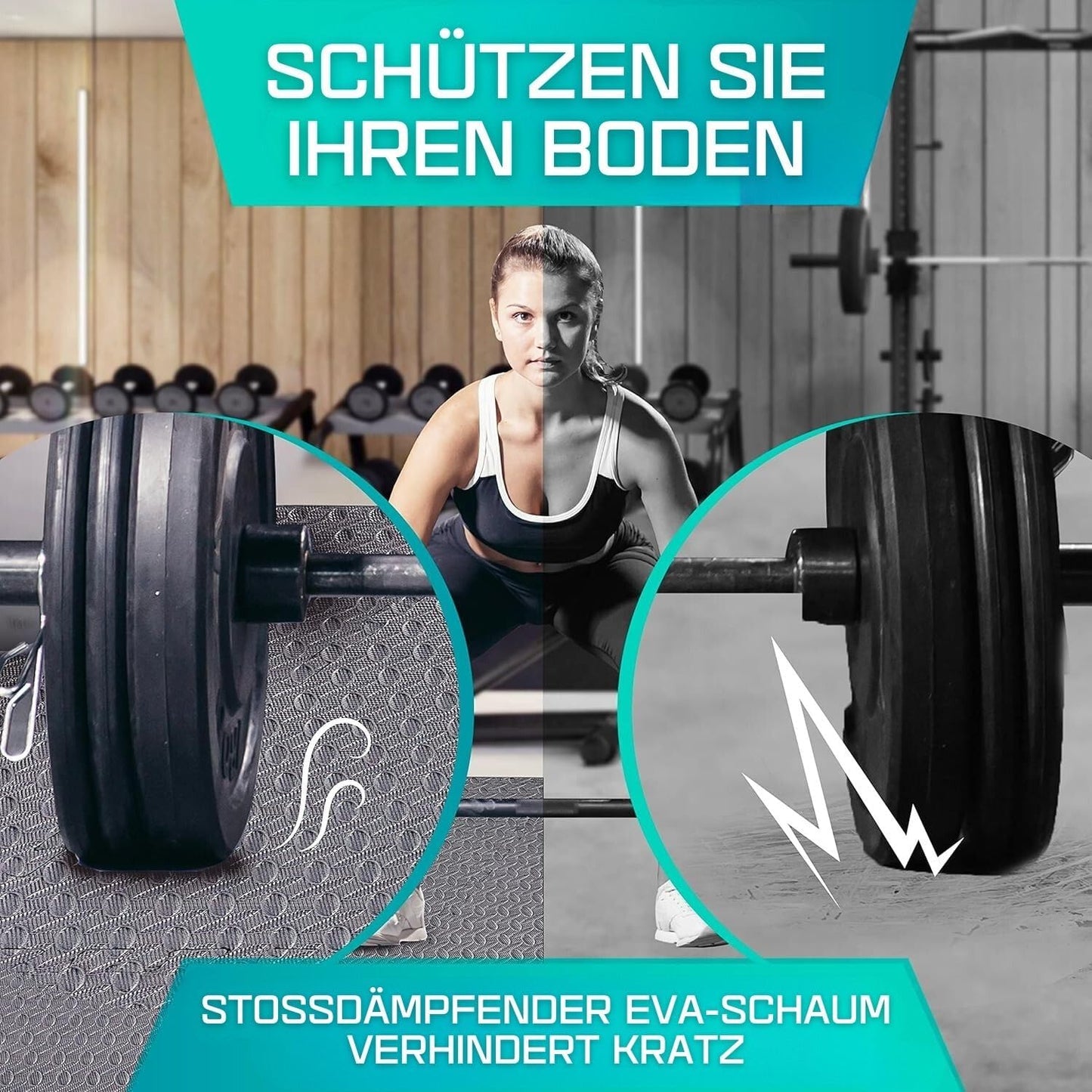EVA Schutzmatten-Set für Fitness, B. 1.1 M² (12 Matten) - Grau