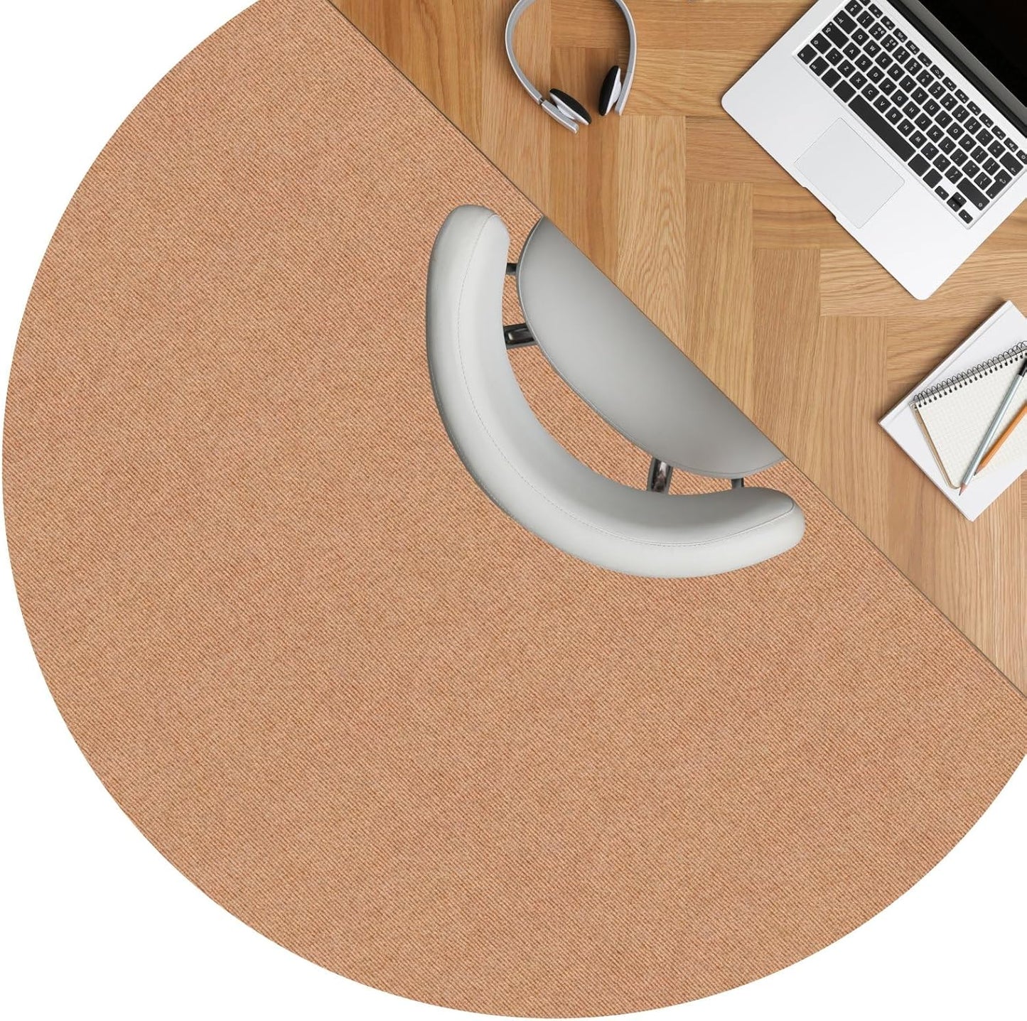 Runde Bodenschutzmatte für Bürostuhl, Rund 120 cm Hellbraun