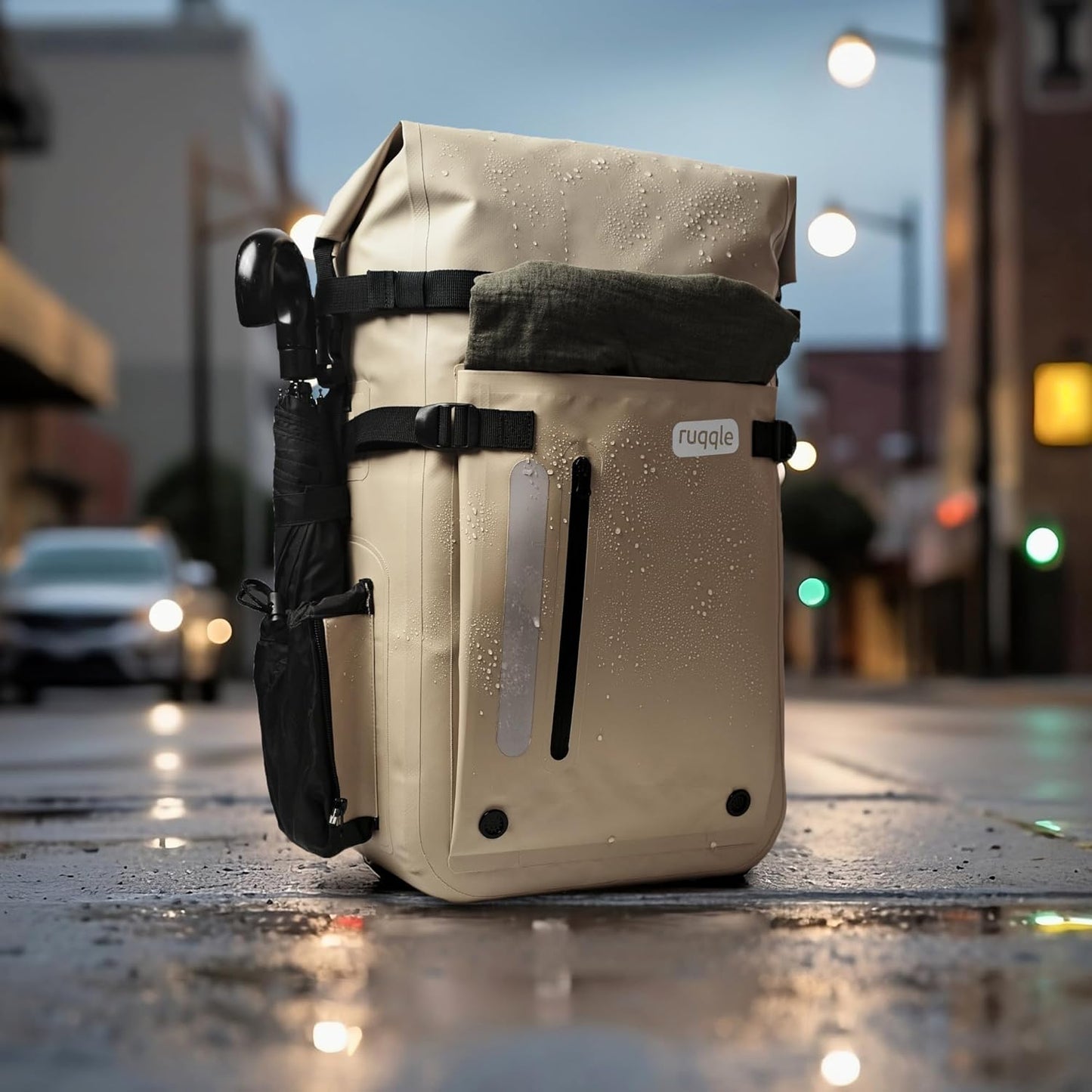 Wasserdichter Rucksack mit Rolltop, 30 Liter, 30 Liter Beige