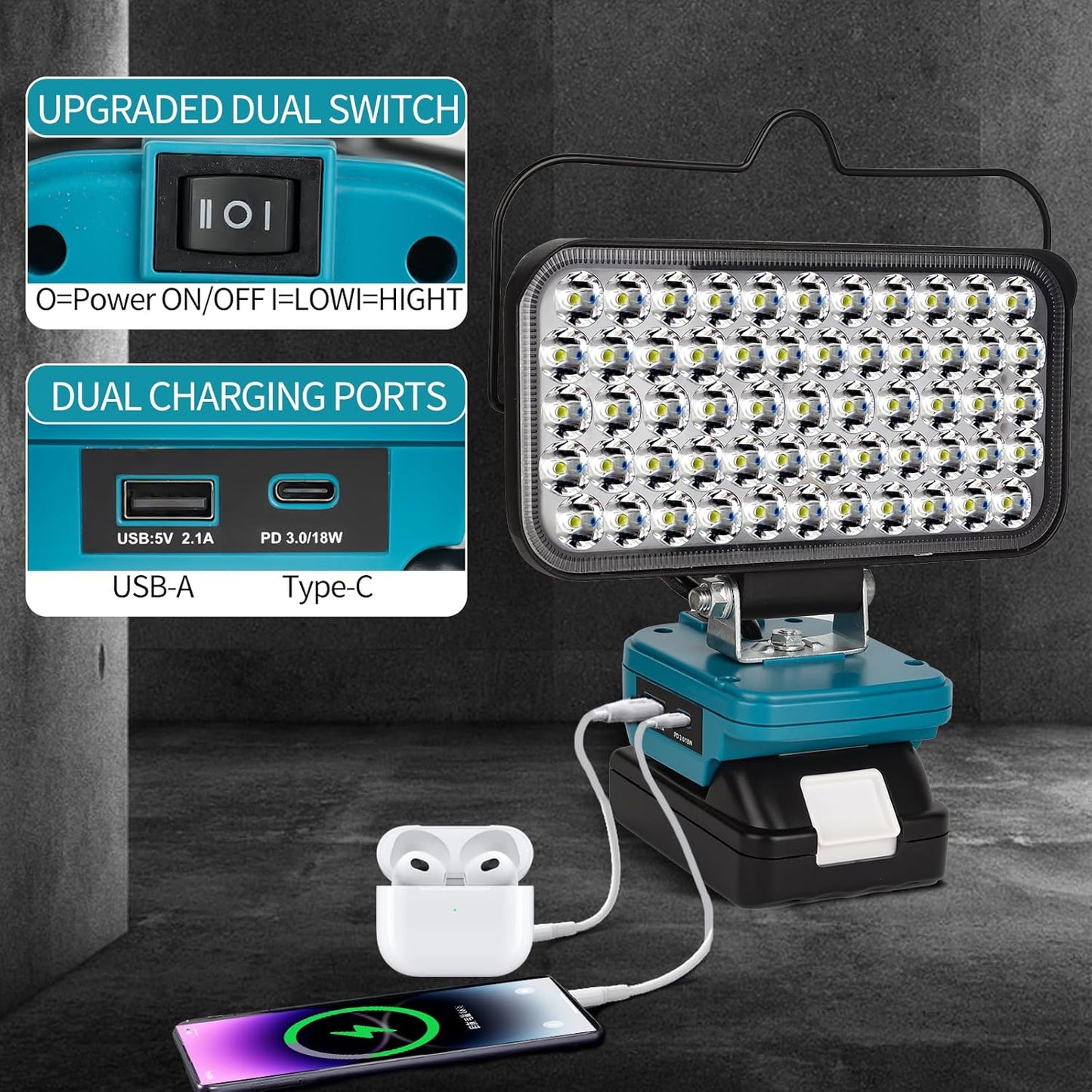 Kabellose LED-Arbeitsleuchte, 174w für Makita