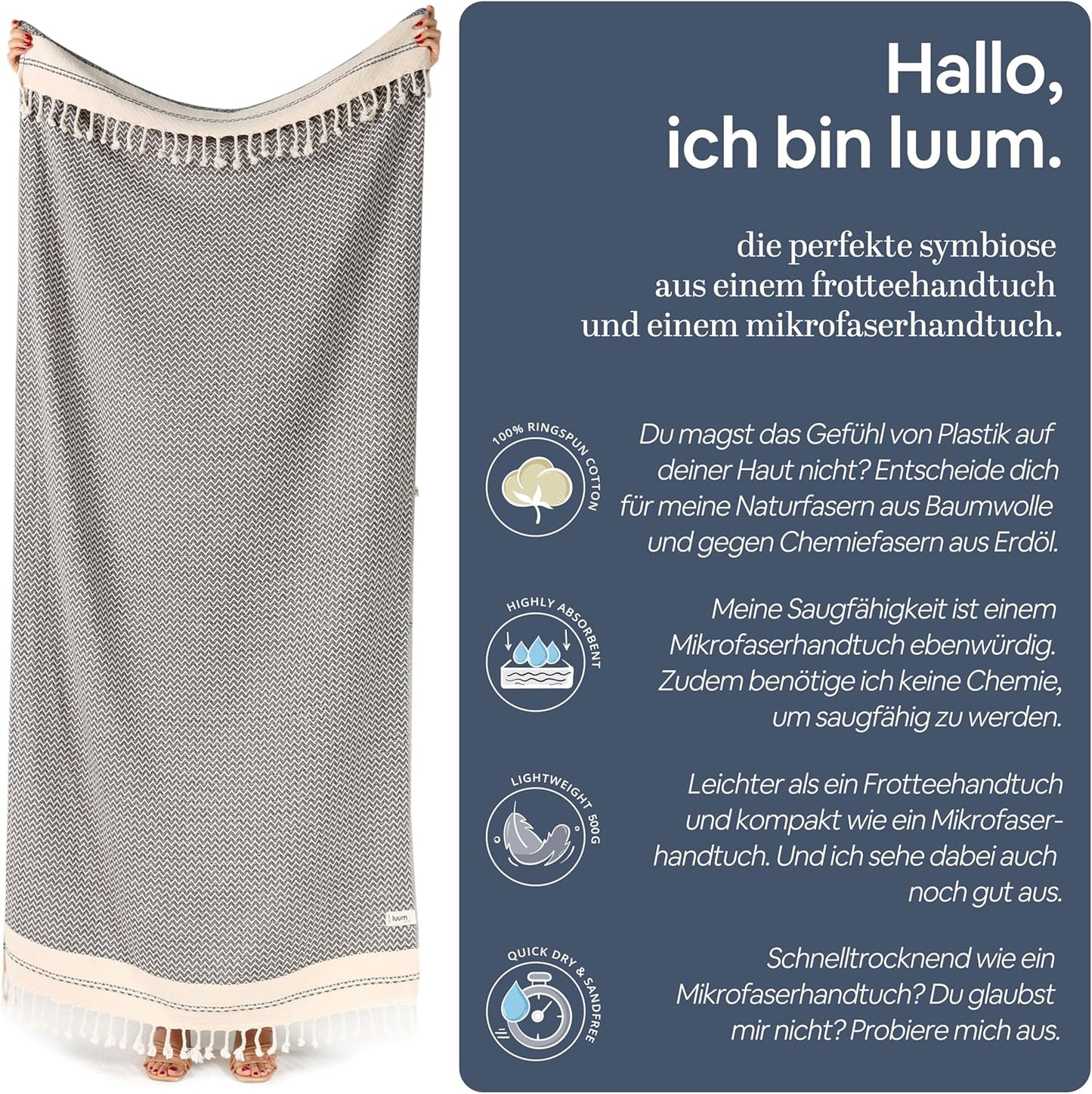 Grosses Hamamtuch, Single [90x200] Latte